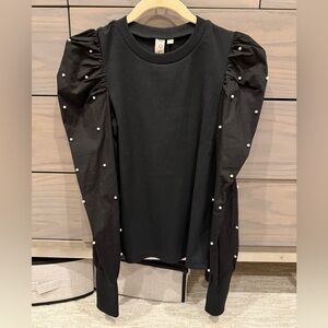 Dolan the left coast Black Pearl Stuf Puff Sleeve Top - Black - Size small